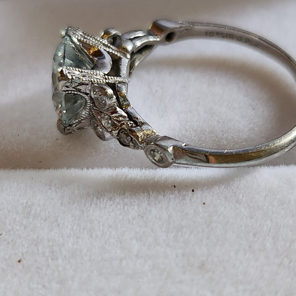 Vintage PLATINUM solitaire ENGAGMENT RING 2 CT Charles Colvard Moissanite. Sz 6 - Picture 14 of 16